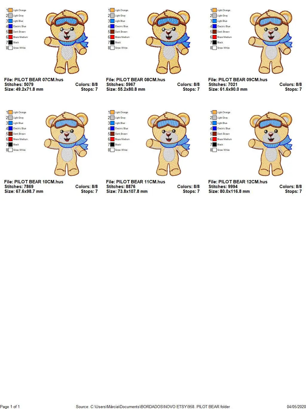 Bear embroidery designs - Pilot embroidery design machine embroidery pattern - Teddy bear embroidery - Pilot bear design boy embroidery file Marcia Embroidery