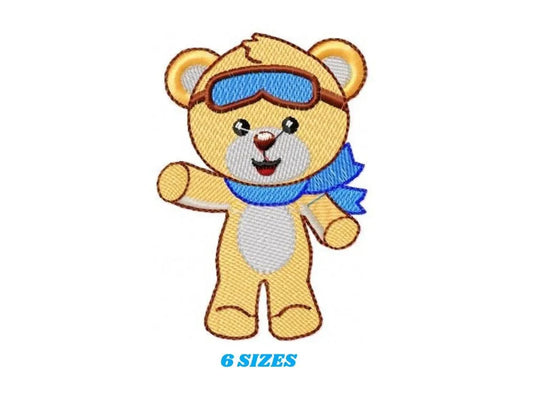 Bear embroidery designs - Pilot embroidery design machine embroidery pattern - Teddy bear embroidery - Pilot bear design boy embroidery file Marcia Embroidery