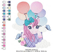Charger l&#39;image dans la galerie, Unicorn embroidery designs - Baby girl embroidery design machine embroidery pattern - Unicorns embroidery file - newborn embroidery nursery

