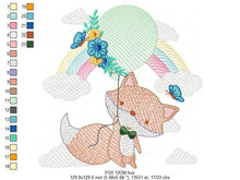 Cargar imagen en el visor de la galería, Fox embroidery designs - Balloon embroidery design machine embroidery pattern - Woodland Animal embroidery file - baby boy embroidery child
