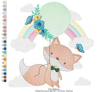 Cargar imagen en el visor de la galería, Fox embroidery designs - Balloon embroidery design machine embroidery pattern - Woodland Animal embroidery file - baby boy embroidery child
