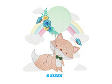 Carica l&#39;immagine nel visualizzatore di Gallery, Fox embroidery designs - Balloon embroidery design machine embroidery pattern - Woodland Animal embroidery file - baby boy embroidery child
