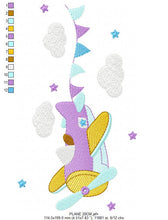 Cargar imagen en el visor de la galería, Plane embroidery designs - Airplane embroidery design machine embroidery pattern - Baby boy embroidery file - sky stars instant download
