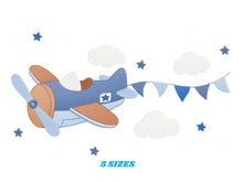 Carica l&#39;immagine nel visualizzatore di Gallery, Plane embroidery designs - Airplane embroidery design machine embroidery pattern - Baby boy embroidery file - sky stars instant download
