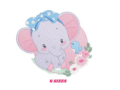 Elephant embroidery designs - Animal embroidery design machine embroidery pattern - Baby girl embroidery file - elephant with bird flowers