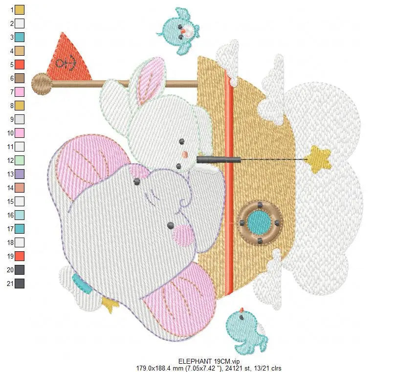 Elephant embroidery designs - Rabbit embroidery design machine embroidery pattern - Baby boy embroidery file - digital file instant download Marcia Embroidery