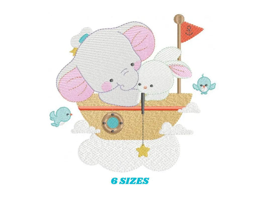 Elephant embroidery designs - Rabbit embroidery design machine embroidery pattern - Baby boy embroidery file - digital file instant download Marcia Embroidery