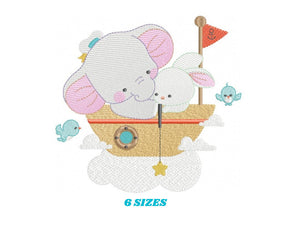 Elephant embroidery designs - Rabbit embroidery design machine embroidery pattern - Baby boy embroidery file - digital file instant download