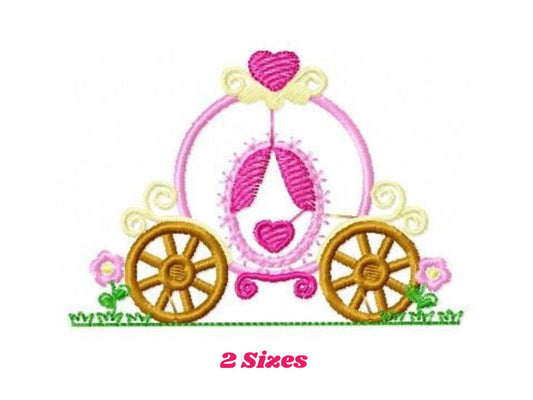 Princess Carriage embroidery design - Princess embroidery designs machine embroidery pattern - baby girl embroidery file - carriage applique