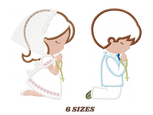 Praying Boy embroidery designs - Girl embroidery design machine embroidery pattern - First Communion embroidery file - Christening religious