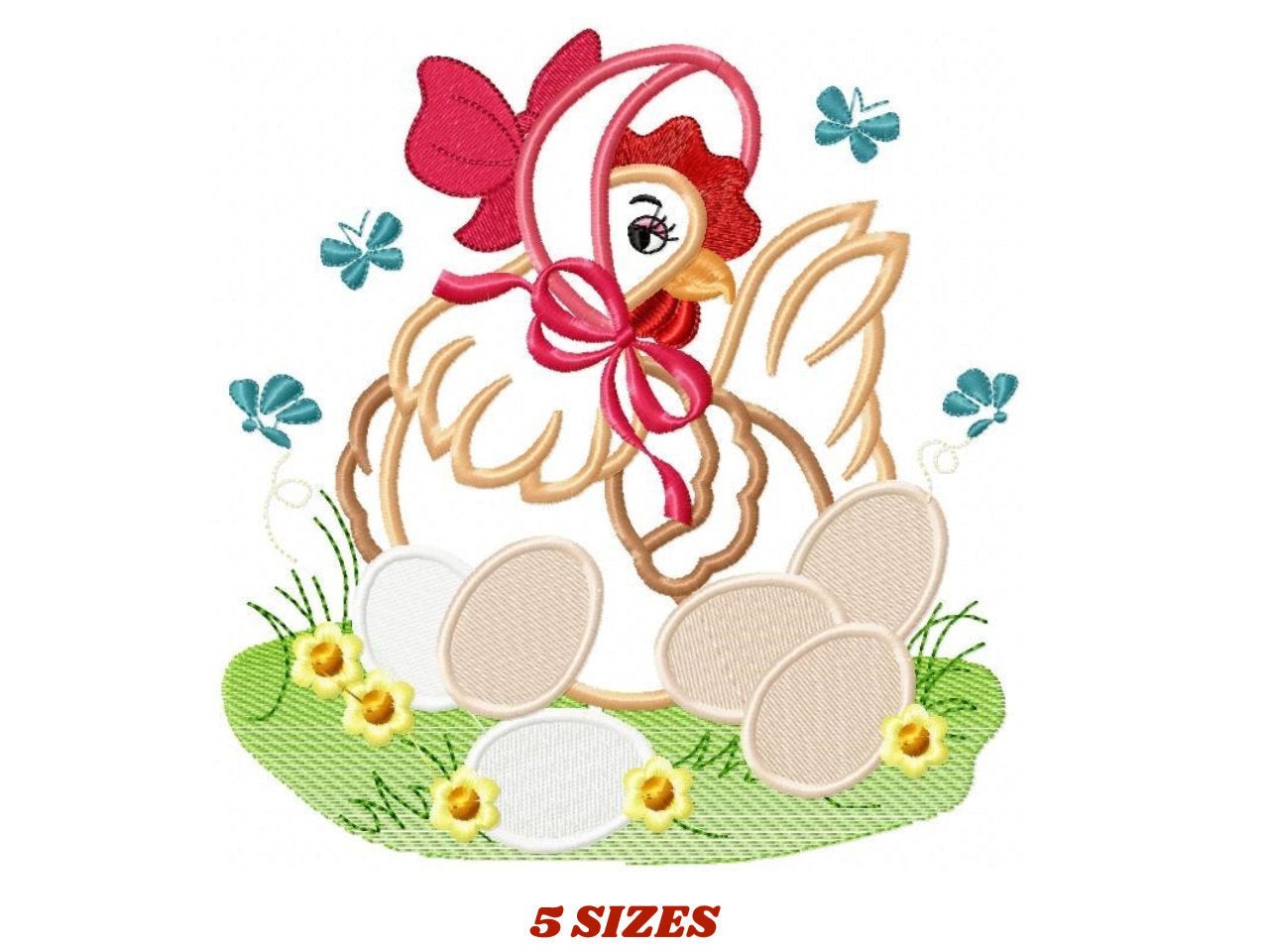 Chicken with eggs embroidery designs - Farm embroidery design machine embroidery pattern - instant download - Kitchen towel embroidery file