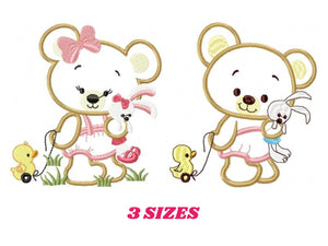 Bear embroidery designs - Teddy embroidery design machine embroidery pattern - baby boy embroidery file - Teddy Bear applique design girl