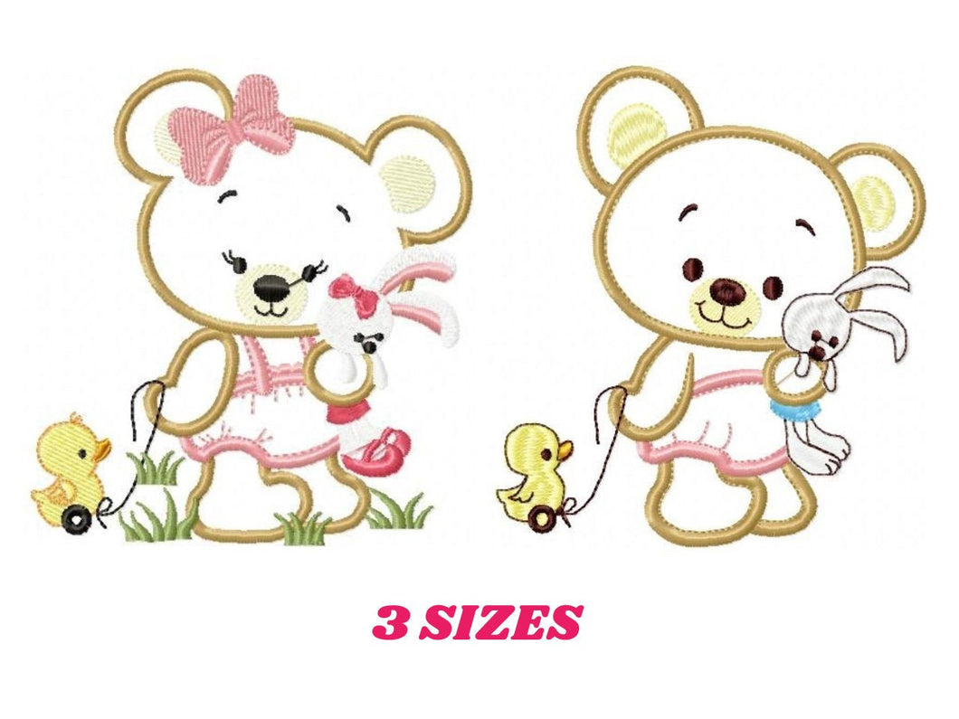 Bear embroidery designs - Teddy embroidery design machine embroidery pattern - baby boy embroidery file - Teddy Bear applique design girl