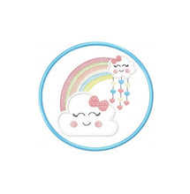 Load image into Gallery viewer, Cloud embroidery design - Rainbow embroidery designs machine embroidery pattern - Baby girl embroidery file - cloud with rainbow applique
