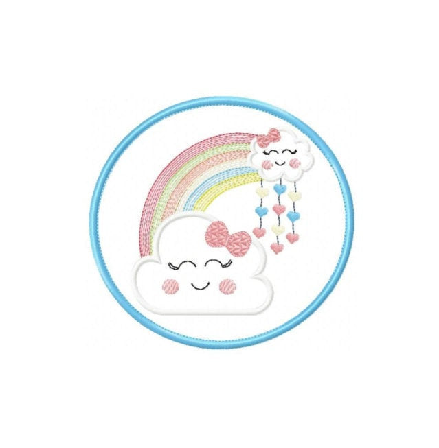 Cloud embroidery design - Rainbow embroidery designs machine embroidery pattern - Baby girl embroidery file - cloud with rainbow applique