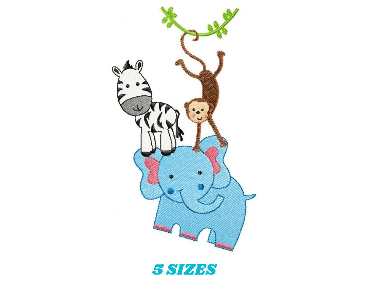 Safari animals embroidery designs - Elephant embroidery design machine embroidery pattern - Zebra and Money embroidery - instant download Marcia Embroidery