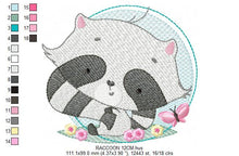 Cargar imagen en el visor de la galería, Raccoon embroidery designs - Animal embroidery design machine embroidery pattern - Woodland animal embroidery file - Baby girl embroidery
