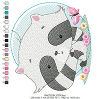 Cargar imagen en el visor de la galería, Raccoon embroidery designs - Animal embroidery design machine embroidery pattern - Woodland animal embroidery file - Baby girl embroidery
