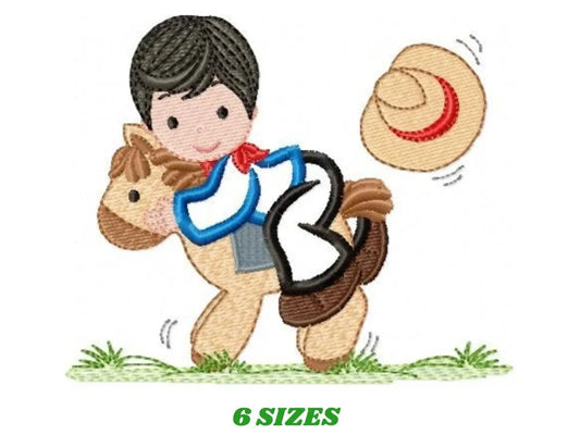 Cowboy embroidery design - Baby boy embroidery designs machine embroidery pattern - Kid embroidery file Cowboy applique design Horse design Marcia Embroidery
