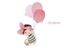 Load image into Gallery viewer, Baby girl embroidery designs - Fairy embroidery design machine embroidery pattern - girl with balloon embroidery file - toddler embroidery
