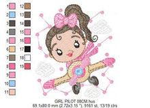 Cargar imagen en el visor de la galería, Girl Pilot embroidery designs - Plane embroidery design machine embroidery pattern - Baby girl embroidery file - instant download sky clouds
