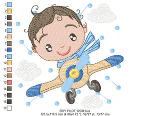 Pilot embroidery designs - Plane embroidery design machine embroidery pattern - Baby boy embroidery file - instant download Aviator toddler