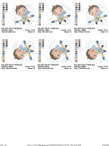 Pilot embroidery designs - Plane embroidery design machine embroidery pattern - Baby boy embroidery file - instant download Aviator toddler