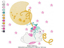 Carica l&#39;immagine nel visualizzatore di Gallery, Bear embroidery designs - Teddy embroidery design machine embroidery pattern - Baby girl embroidery file - Baby boy embroidery bear moon
