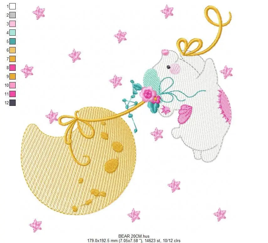 Bear embroidery designs - Teddy embroidery design machine embroidery pattern - Baby girl embroidery file - Baby boy embroidery bear moon Marcia Embroidery