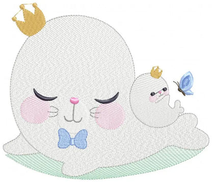 Seal embroidery designs - Seal with baby embroidery design machine embroidery pattern - baby boy embroidery file - seal rippled design kid Marcia Embroidery