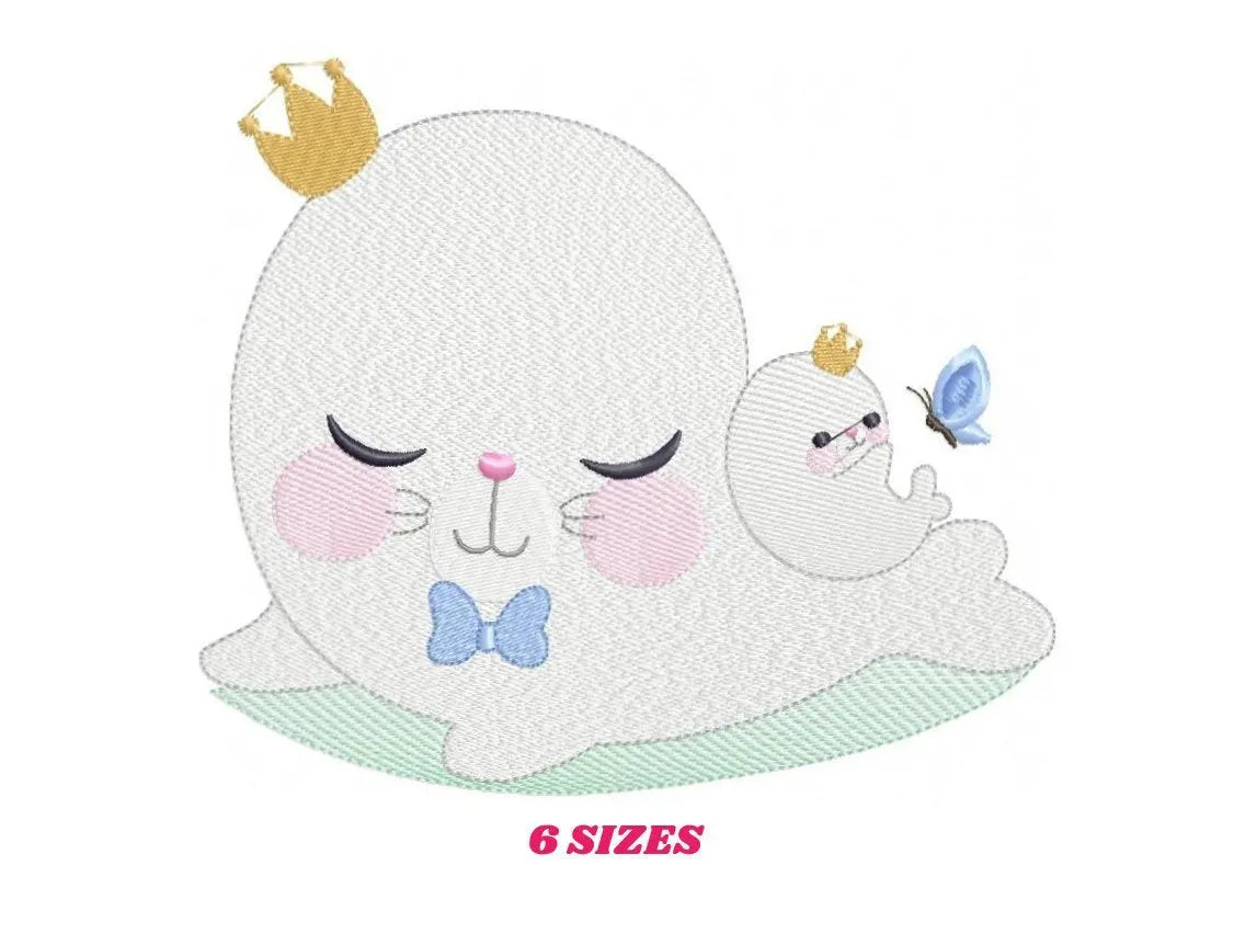 Seal embroidery designs - Seal with baby embroidery design machine embroidery pattern - baby boy embroidery file - seal rippled design kid Marcia Embroidery