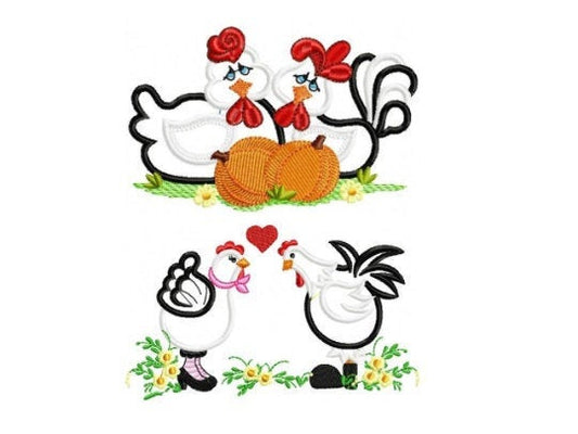 Chicken embroidery designs - Rooster embroidery design machine embroidery - Kitchen towel embroidery file - farm hen embroidery pattern pes