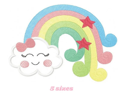 Cloud embroidery design - rainbow embroidery design machine embroidery pattern - baby embroidery file - kid embroidery rainbow fill stitch Marcia Embroidery