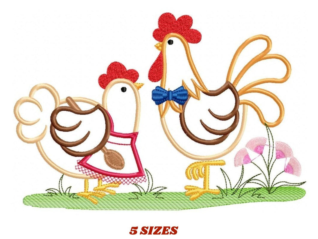 Chicken embroidery designs - Farm embroidery design machine embroidery pattern - instant download - Hen embroidery file kitchen towel apron