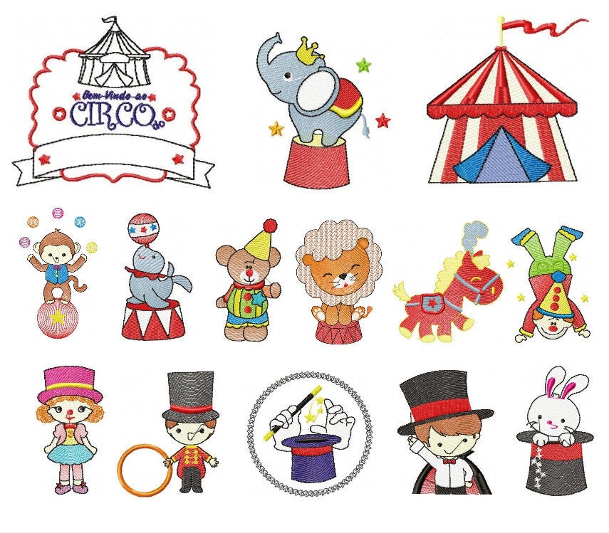 Circus embroidery designs - Clown embroidery design machine embroidery pattern - Magician embroidery file - boy kid embroidery download