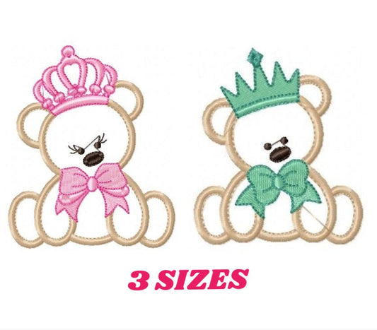 Bear embroidery designs - Teddy embroidery design machine embroidery pattern - King embroidery file Queen embroidery - Bear applique design