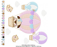 Cargar imagen en el visor de la galería, Dog embroidery designs - Hot air balloon embroidery design machine embroidery pattern - Animal embroidery file - instant download baby girl
