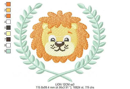Lion embroidery designs - Safari embroidery design machine embroidery pattern - Baby boy embroidery file - laurel embroidery digital file Marcia Embroidery