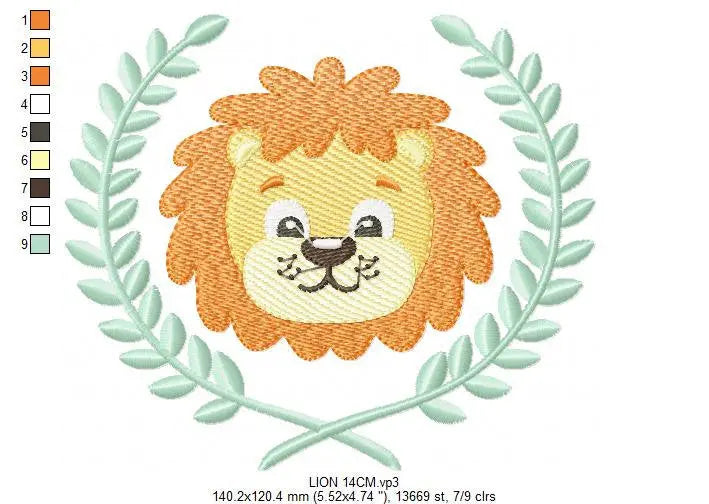 Lion embroidery designs - Safari embroidery design machine embroidery pattern - Baby boy embroidery file - laurel embroidery digital file Marcia Embroidery
