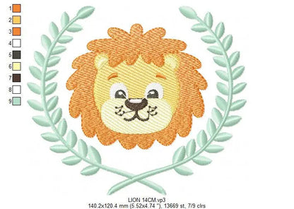 Lion embroidery designs - Safari embroidery design machine embroidery pattern - Baby boy embroidery file - laurel embroidery digital file Marcia Embroidery