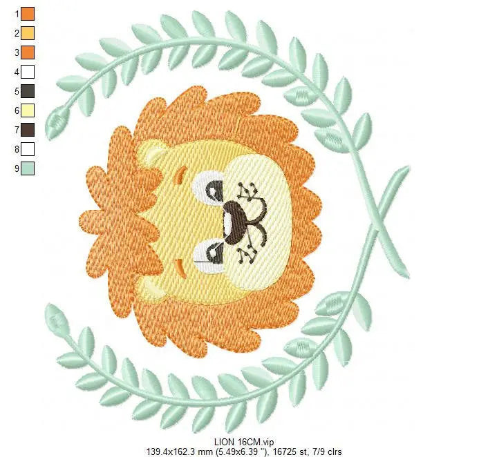 Lion embroidery designs - Safari embroidery design machine embroidery pattern - Baby boy embroidery file - laurel embroidery digital file Marcia Embroidery