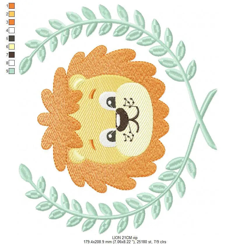 Lion embroidery designs - Safari embroidery design machine embroidery pattern - Baby boy embroidery file - laurel embroidery digital file Marcia Embroidery
