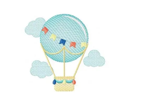 Balloon embroidery designs - Hot air balloon embroidery design machine embroidery pattern - Sky clouds embroidery file - instant download Marcia Embroidery