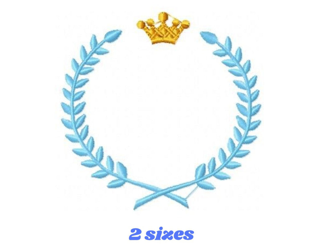 Laurel embroidery designs - Monogram frame embroidery design machine embroidery pattern - Baby boy embroidery file - Laurel wreath Crown