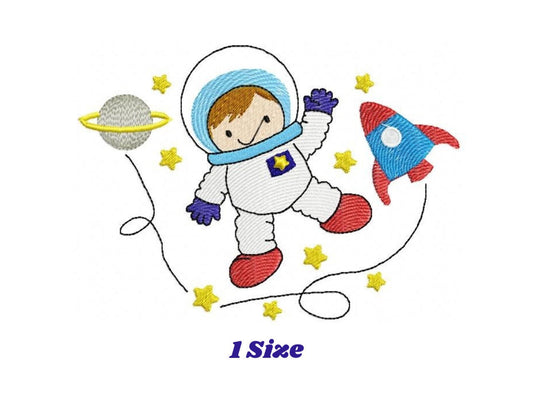 Astronaut embroidery designs - Baby boy embroidery design machine embroidery pattern - instant download  Space embroidery file Planet Rocket
