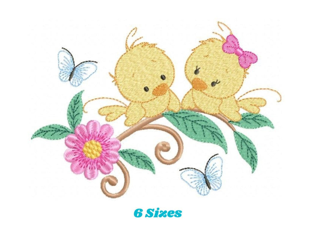 Bird embroidery designs - Baby girl embroidery design machine embroidery pattern - instant download - love couple embroidery birdies spring