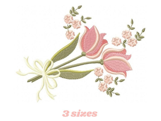 Flowers embroidery designs - Kitchen Towel embroidery design machine embroidery pattern - Tulip embroidery file - rose floral embroidery