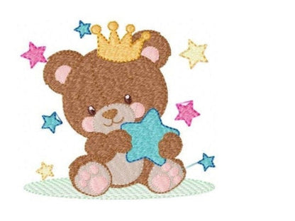Bear embroidery designs - Bear with crown embroidery design machine embroidery pattern - Teddy bear embroidery file baby kid newborn nursey