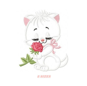 Cat embroidery design - Kitty embroidery designs machine embroidery pattern - Pet embroidery file - baby girl embroidery cat applique design