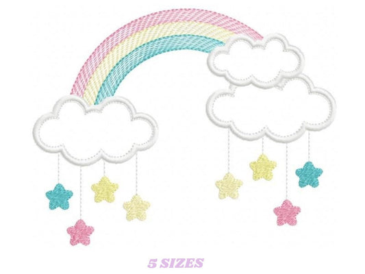 Cloud embroidery design - Rainbow embroidery designs machine embroidery pattern - Baby girl embroidery file - nursery cloud applique digital